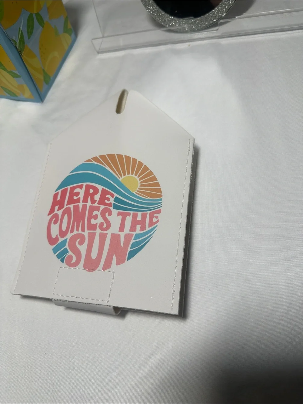 Here Comes The Sun White Tissue Box cover “ Here Comes the Sun” NWT